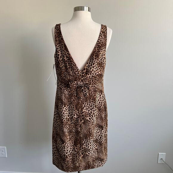 Jessica Howard Sheath Dress V-Neck Bow Back Leopard Print Sleeveless 12 NWT - Picture 5 of 8